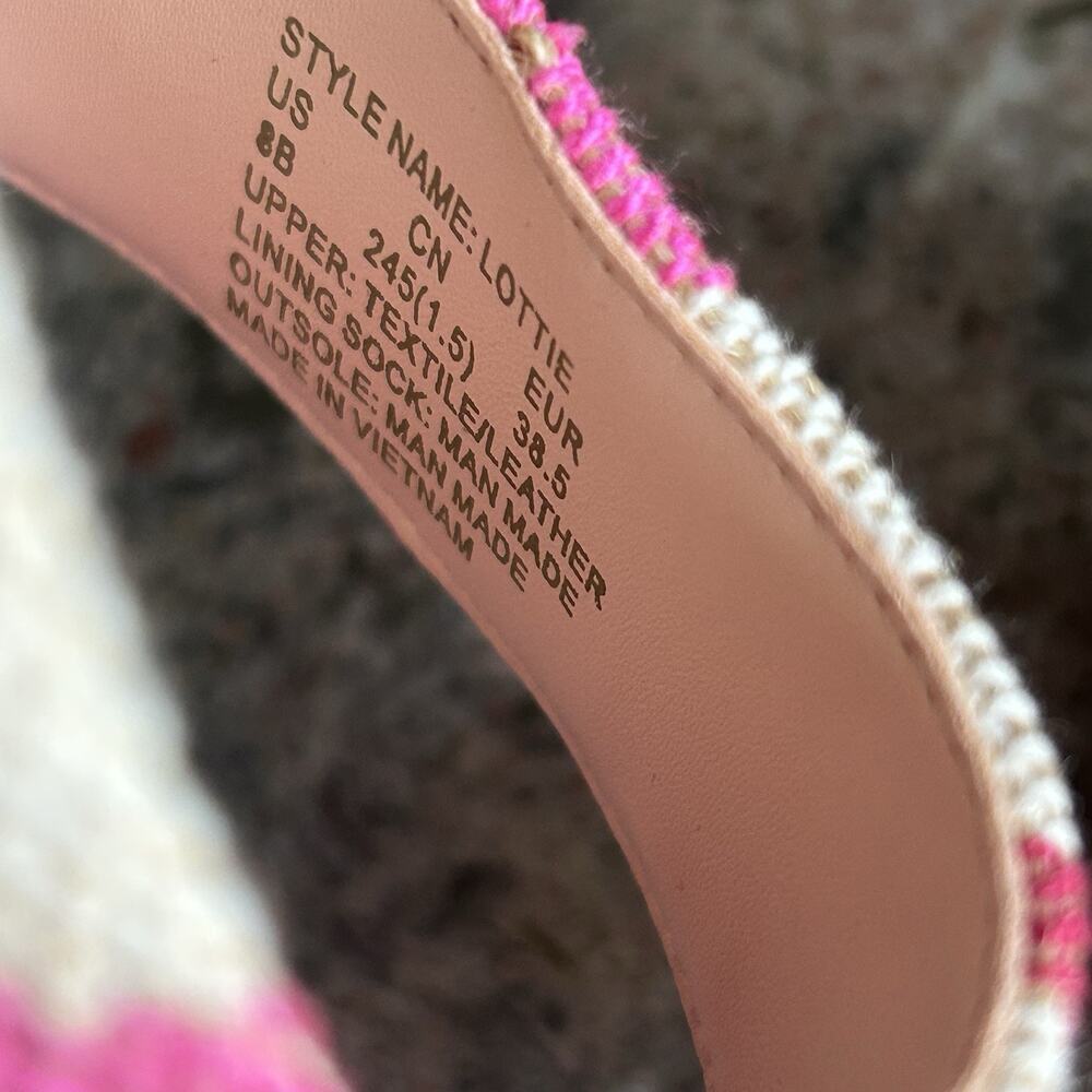 Kate Spade Lottie Pink Stripe Block Heel Sandals Women’s 8 - Picture 5 of 9